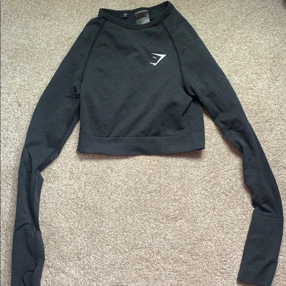 Black long sleeve cropped gymshark shirt!